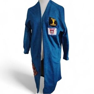 Riley Vintage 1880 Long Cardigan Duster Sweatshirt in Denim Indigo Blue